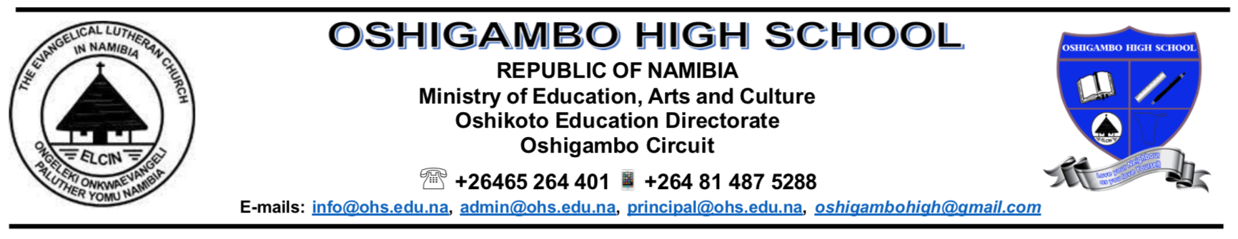 Oshigambo High School Letterhead